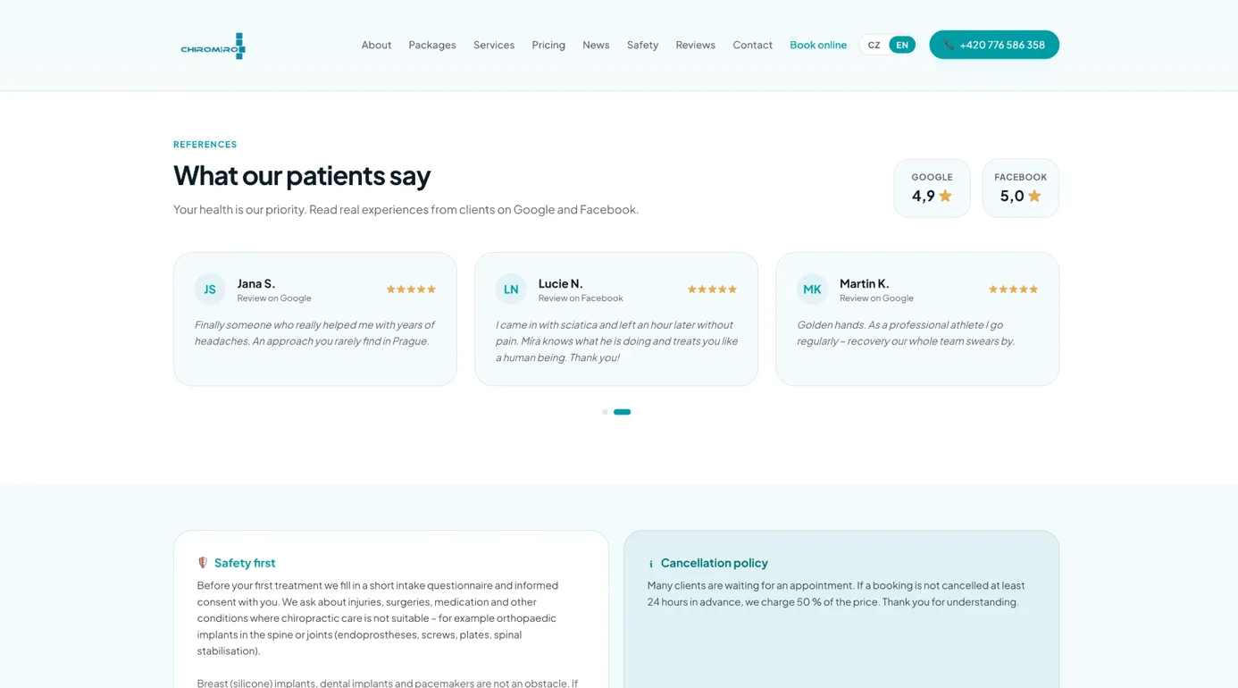 ChiroMiro: Recenze pacientů