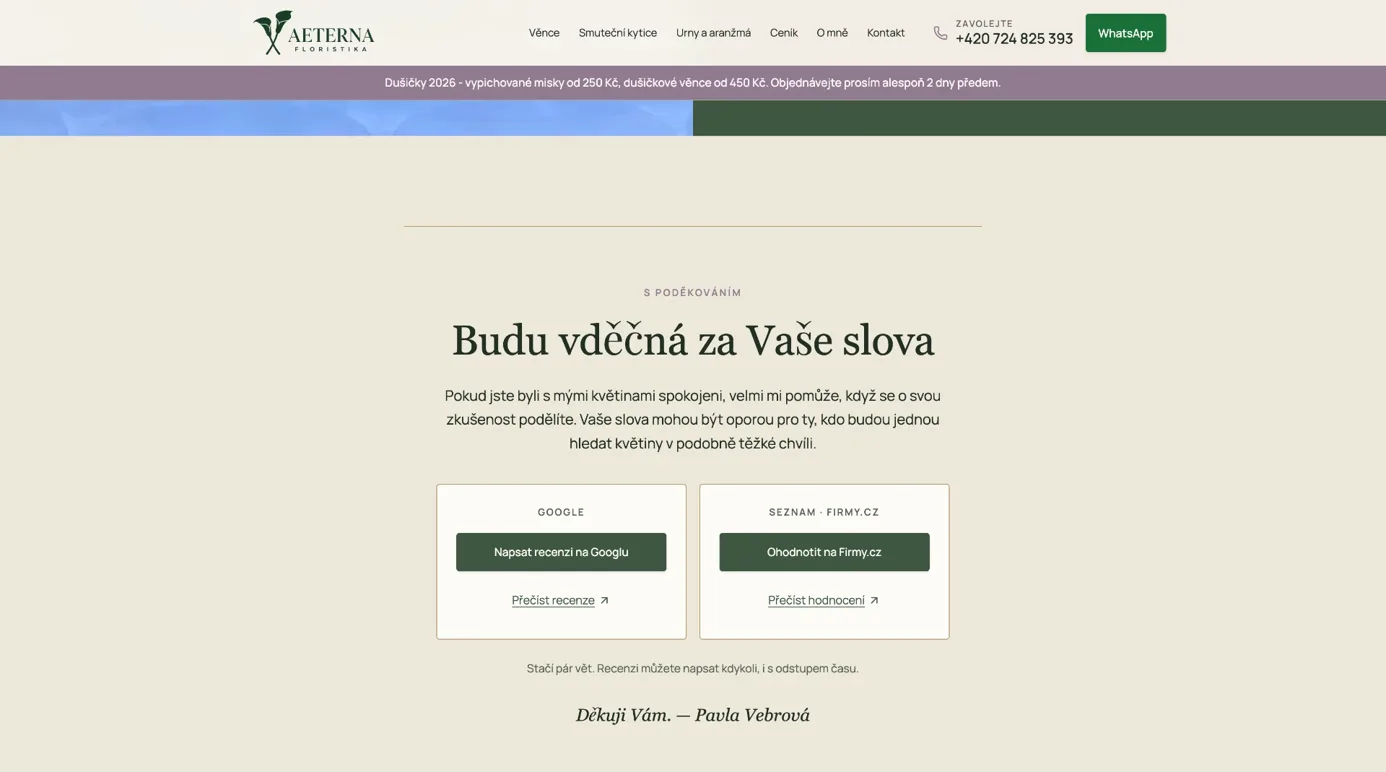 Smuteční květy: Google a Firmy.cz
